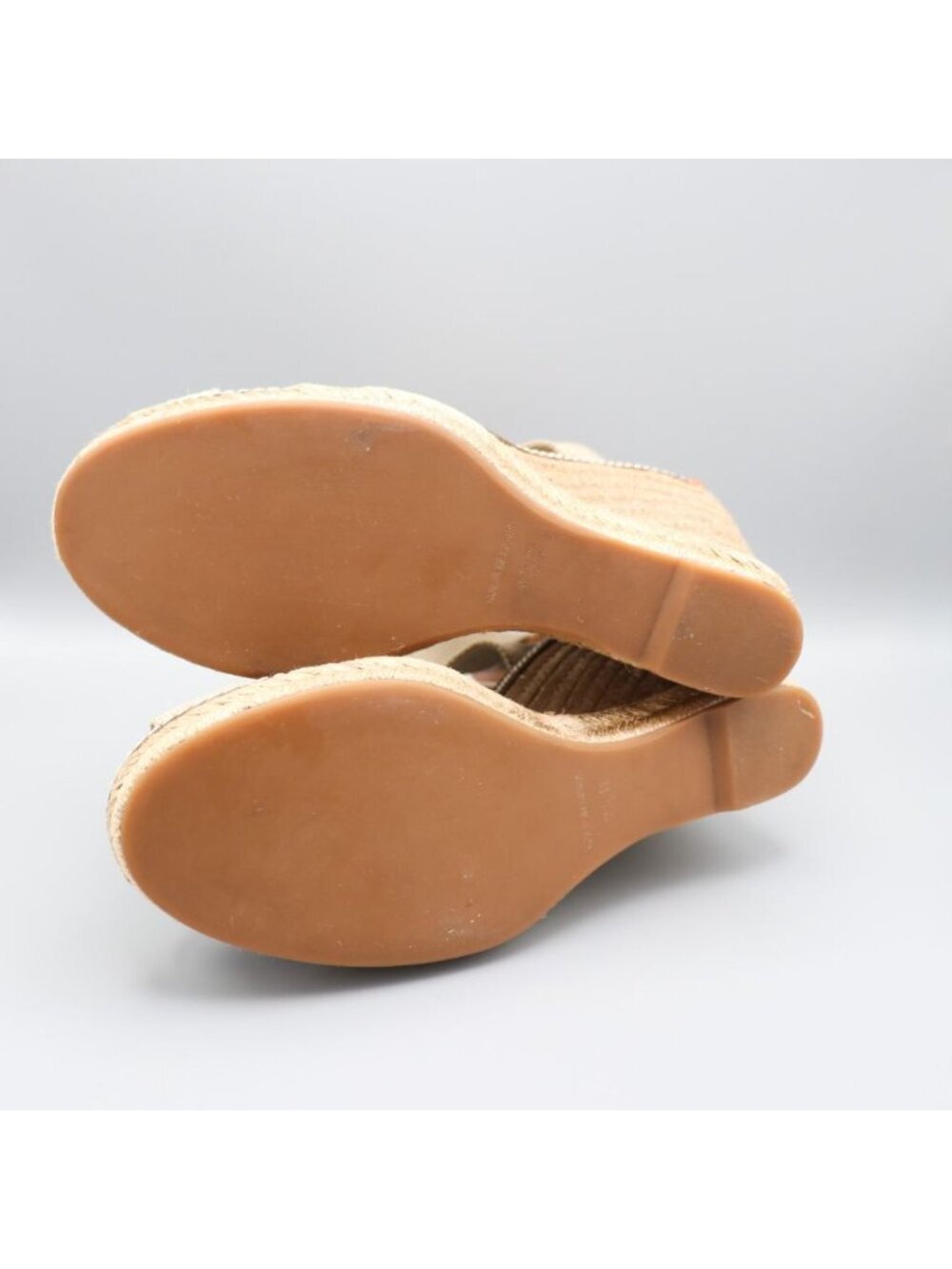 Tory Burch Frieda Platform Wedge Espadrille Sandals Beige Elastic Straps 9.5 B - Picture 11 of 16
